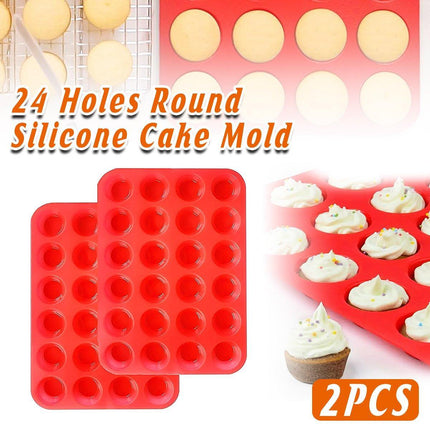 2pcs 24 Hole Round Silicone Cake Baking Pan DIY Baking Mold for Easy Cake Making