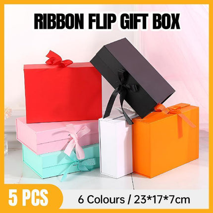 5X Medium Premium Gift Boxes with Ribbon Multi-Color Hamper Packaging Set