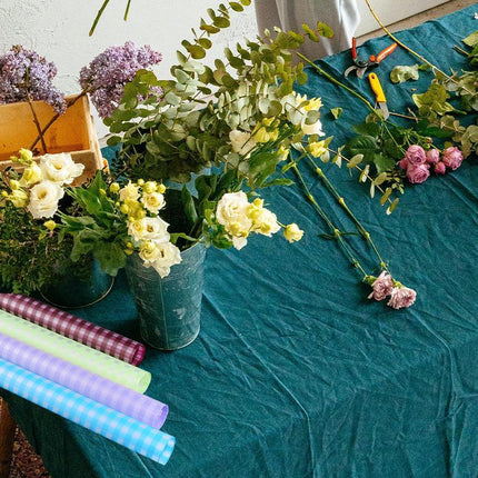 100PCS DIY Florist Wrapping Paper Fog Paper Plaid Rose Bouquet Tools 58x58cm