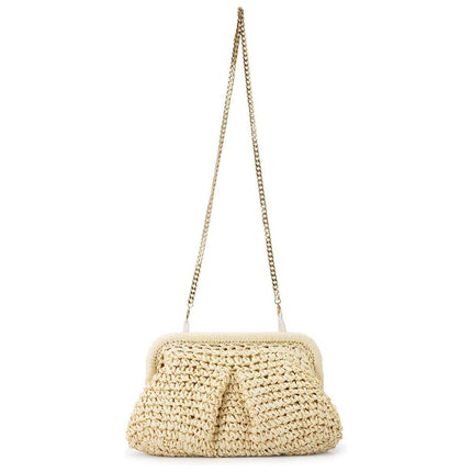 Woven Women Clutch Purse Dumpling Straw Tote Bag Shoulder Straw Crossbody Bag