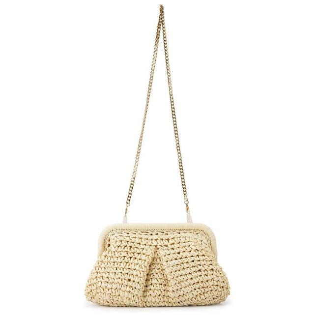 Woven Women Clutch Purse Dumpling Straw Tote Bag Shoulder Straw Crossbody Bag