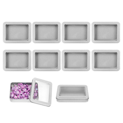 10pcs Metal Iron Box with Open Window Storage Rectangle Packaging Containers