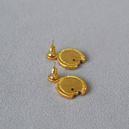 Irregular Lace Stud Earrings Unique Design Missing Corners Stylish Jewelry