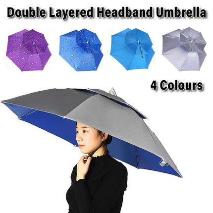2-Layer Outdoor Foldable Sun Umbrella Hat Fishing Camping Headwear Cap Head Hat