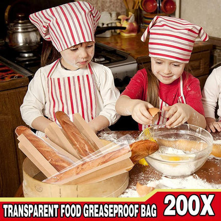200PCS Transparent Food Greaseproof Bags French Bread Baguette Packaging Pouc - Aimall