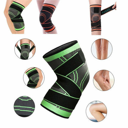 3D Weaving Knee Brace Breathable Sleeve Support Running Jogging Joint Pain Leg Green - Aimall