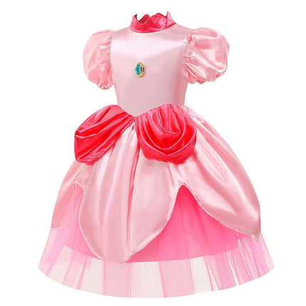 Little Princess Peach Costume Cosplay Marios Brother Princess Fancy Dress Crown AU