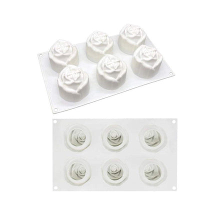 Valentines Day Rose Silicone Cake Mold 6 Cavity DIY Chocolate Baking Tool