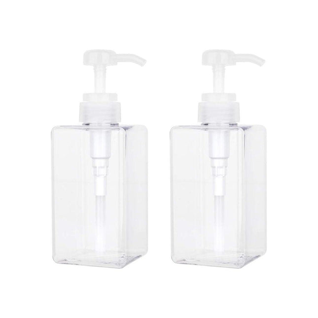 2PCS Square Bottle Travel Cosmetic Hand Soap Shampoo Lotion Dispenser Refillable
