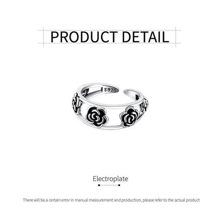 Vintage Rose Open Ring Adjustable Fashion Jewelry Women Girls Party Wear