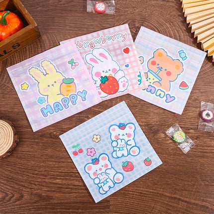 100pcs Cartoon Ziplock Bags For Snacks Candy Cookies Food Safe Plastic Bags