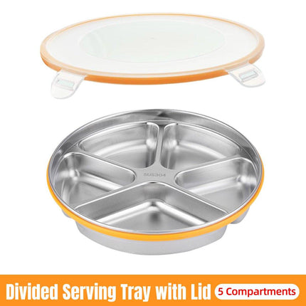 Multi Compartment Lunch Box with Lid Five Compartments Food Storage Fruit Plate