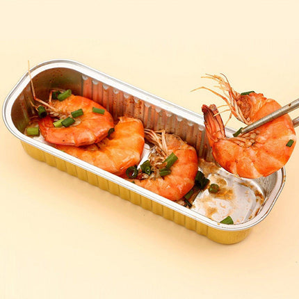 50 PCS Thickened Foil Box with Plastic Lid Rectangular Aluminum Foil