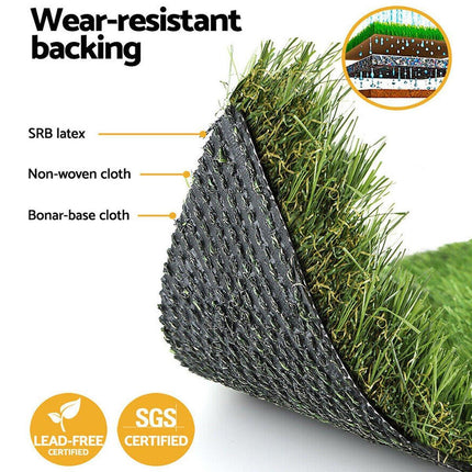 10SQM Artificial Grass Synthetic Turf Lawn 2x5m Fake Plant Plastic 30mm Height