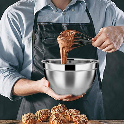 5PCS Stainless Steel Mixing Bowl Set with Black Dust Cover for Cooking Baking