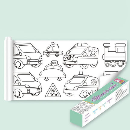 Children's Drawing Roll W/12Pens,DIY Sticky Filling Paper Early Educational Gift - Aimall
