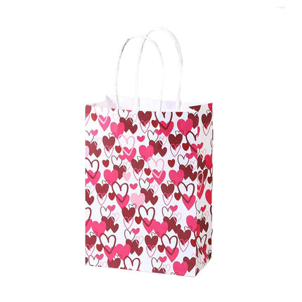 30x Valentines Day Love-Themed Tote Bag Elegant Kraft Paper Handbag Lightweight