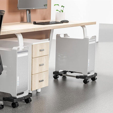 Adjustable Desktop Computer Tower Stand Telescopic Chassis Holder with Wheels
