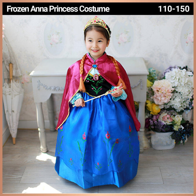 Girls Dress Frozen Anna Long Sleeve Princess Dress AU - Aimall