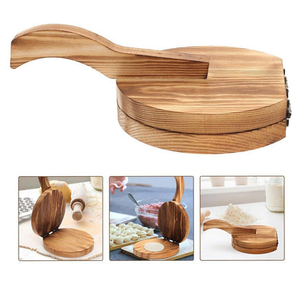 Wooden Dumpling Wrapper Maker Hand Press Dough Roller for Kitchen Cooking