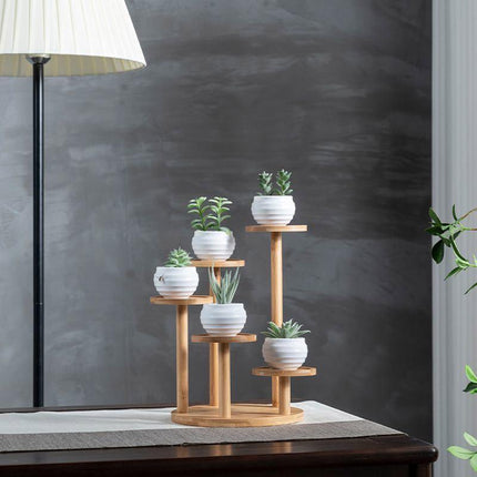Round Tabletop Flower Stand Balcony Storage Shelf Display Rack Indoor Outdoor