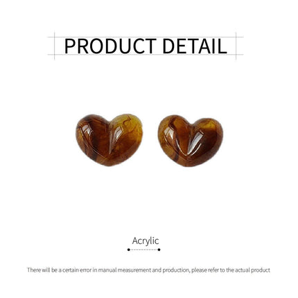 Classic Vintage Amber Heart Shaped Stud Earrings for Women Girls Retro Fashion