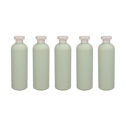 5PCS Green Squeeze Bottles Refillable Plastic Liquid Soap Lotion Travel Use
