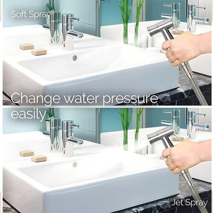 3PCS 304 Stainless Steel Handheld Bidet Spray Gun Toilet Cleaner Non Perforated