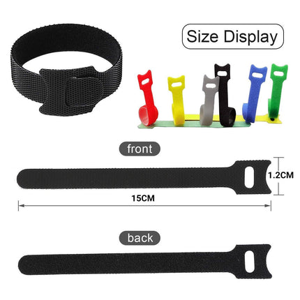 100PCS Reusable Cable Tie Nylon Hook Loop Strap Cord Ties PC TV Organiser