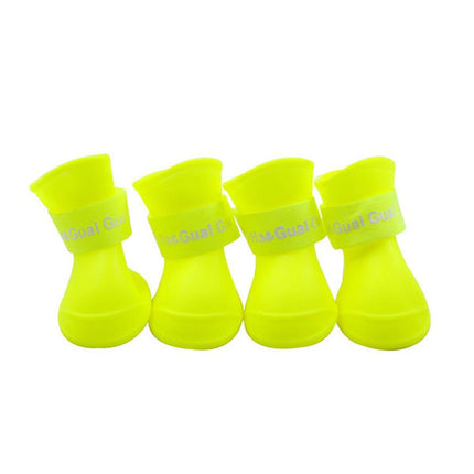 4pcs Cartoon Boots Pet Rain Shoes Waterproof Non-Slip Wear-Resistant Dog Shoes
