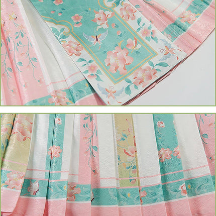 Spring Chinese Style Hanfu Girls Modified Tang Suit Two-Piece Colourful Set