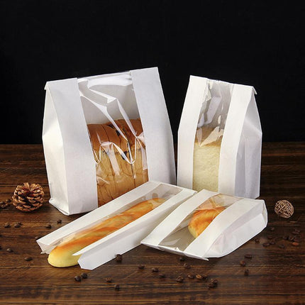 Takeaway Storage Baking Bread Bag Toast Food Packaging Bag Kraft Paper Bag Cowhide - Aimall