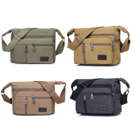 Multi Layer Canvas Crossbody Bag Casual Shoulder Bag for Travel Messenger Bag