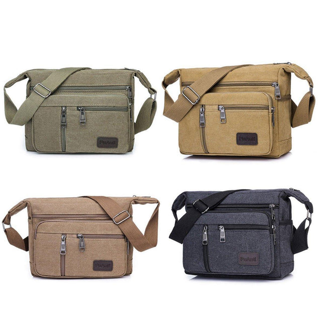 Multi Layer Canvas Crossbody Bag Casual Shoulder Bag for Travel Messenger Bag