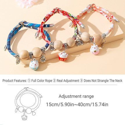 Camphor Wood Bead Collar with Bell Necklace for Cats and Dogs Pet Accessories