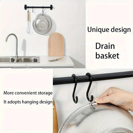 3PCS Stainless Steel Drain Basket Rice Washing Sieve Double Ear Strainer Basin