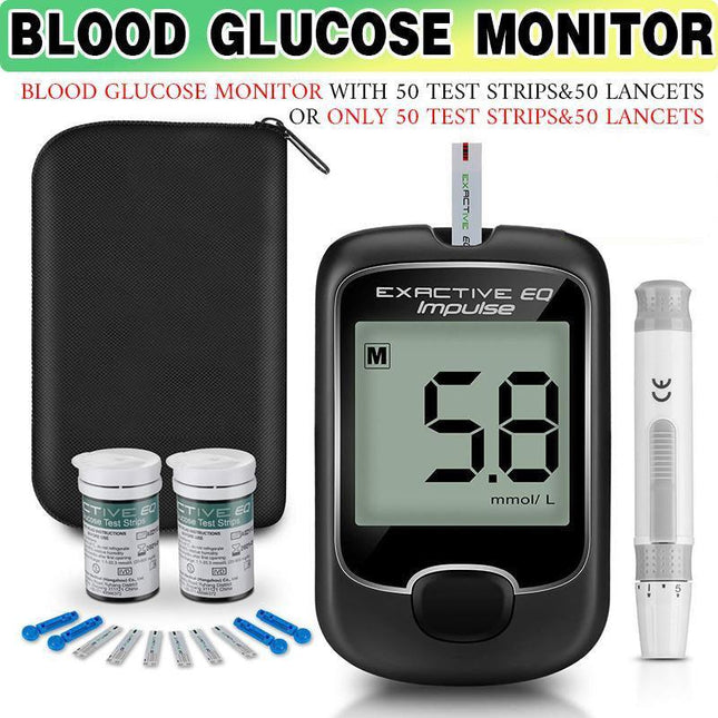 Blood Glucose Monitor Diabetes Testing Kit Blood Sugar Meter with 50 Test Strips - Aimall
