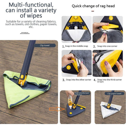Adjustable Rotating Triangle Mop Wet Dry Dual-use Household Mop with Scraper