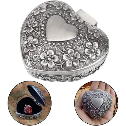 Vintage Heart Shape Jewelry Box Gift Box Metal Trinket Box Storage Organizer