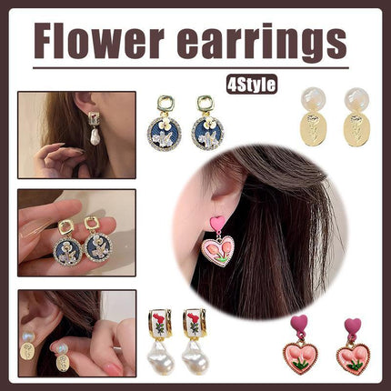 Elegant Simple Flower Earrings Various Styles Earrings Fresh For Women Lady - Aimall