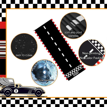 4pcs Black White Racing Runway Party Decor Fabric Race Track Background Material