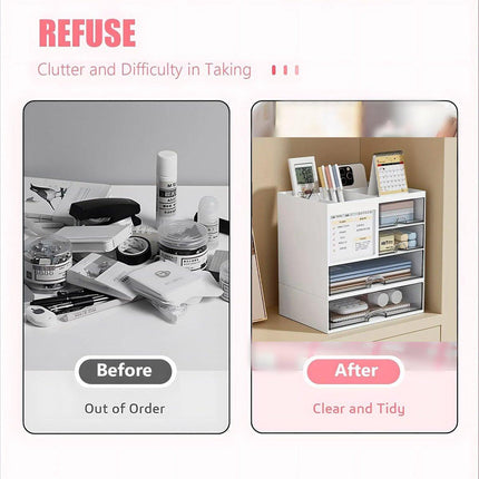 Clear Desktop Organiser Drawer Storage Shelf for Office Home Supplies Durable