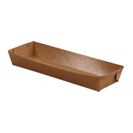 500PCS Kraft Cardboard Food Disposable Tray Brown Party Chips Takeaway Container Aimall