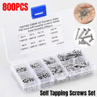 800Pcs M2 Kit Assorted  Self Tapping Screw Cross Flat Head