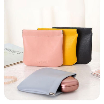 Pocket Cosmetic Bag Leather Storage Portable self-Closing Water-Resistant - Aimall