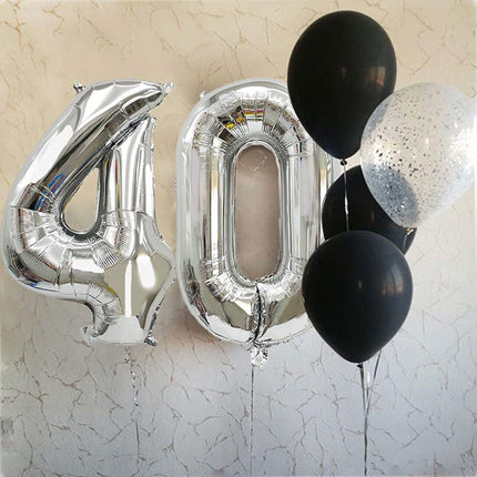 Foil Number Balloon 40" Rose Gold Silver Rainbow Birthday Party Wedding Silver - Aimall