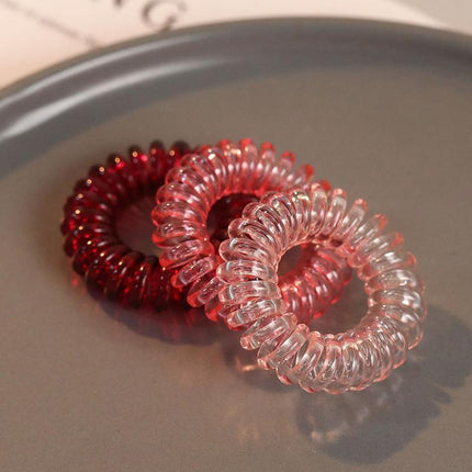 Women Telephone Wire Rubber Bands Stretchy Non-mark Coil Ropes Solid Hair Ties