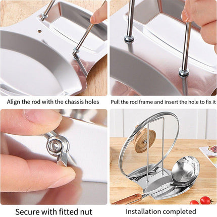 Removable Stainless Steel Pot Lid Spoon Rack Kitchen Draining Storage Holder