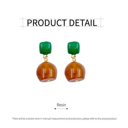 Dark Green Coffee Earrings Vintage Style Jewellery Women Girls Fashion