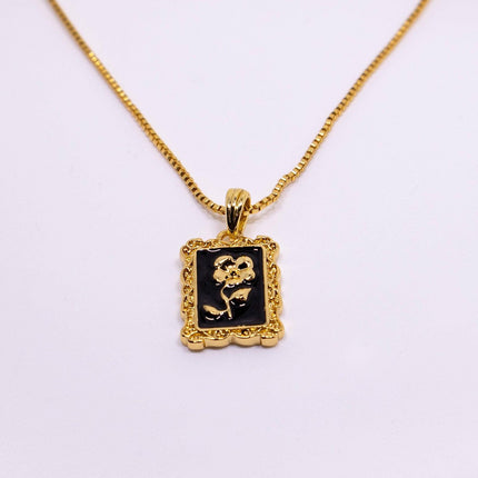 Vintage Black Flower Necklace for Women Fashion Pendant Necklace Elegant Jewelry